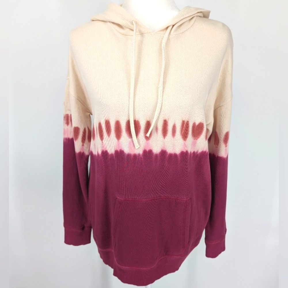 True Craft 100% Cotton Boho Bohemian Cream Pink Tie Dye Hoodie Sweatshirt Small